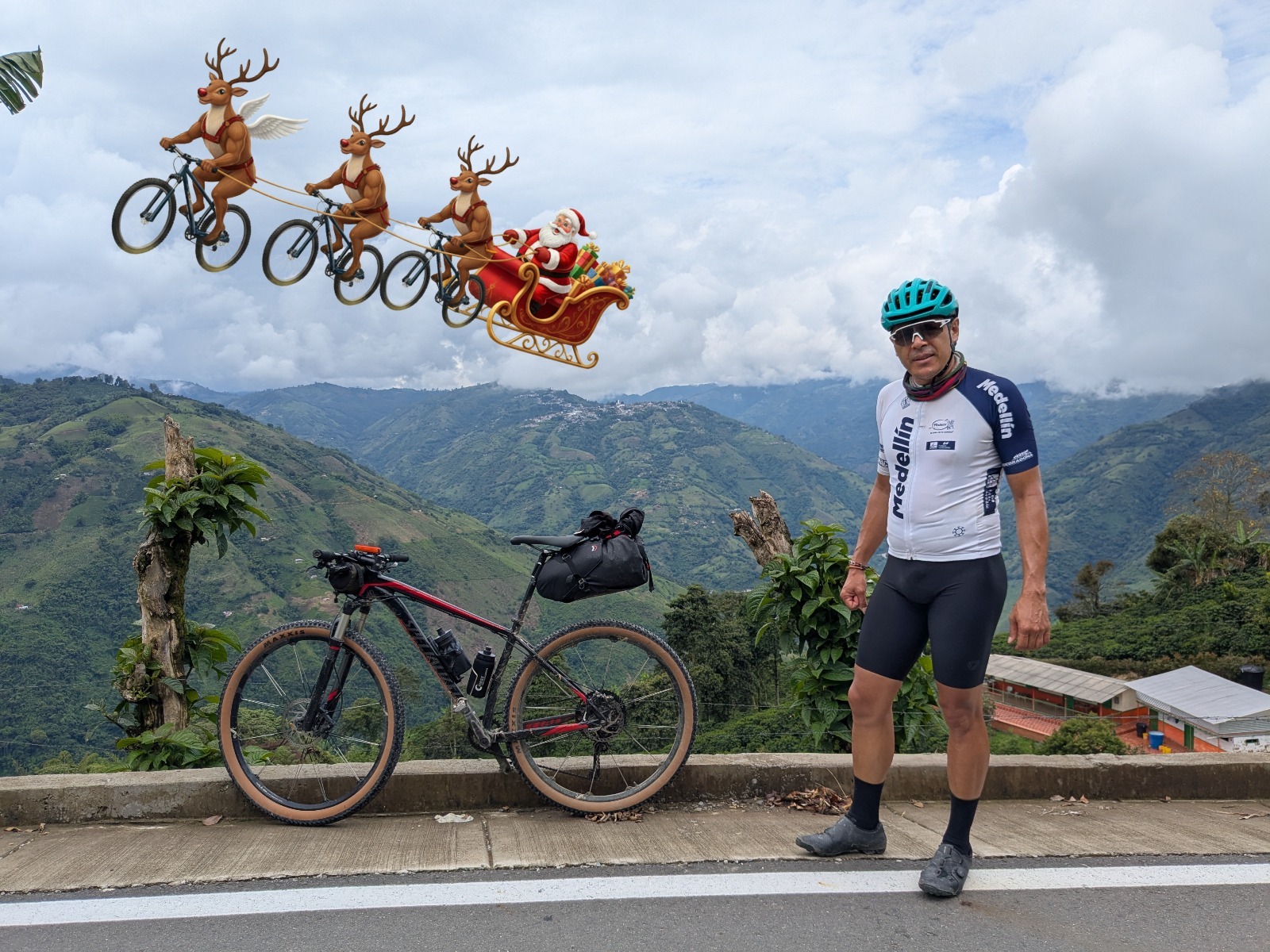 Jorge with sleigh during Christmas in Jericó, Colombia
