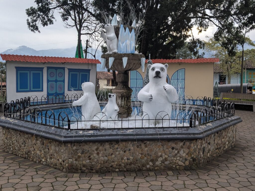 Polar bear Christmas decoration in Jericó town square